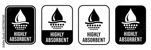 Absorbent icon vector or Absorbent label isolated on white background. Sanitary care symbol. Moisture absorbing. Protect skin concept. Vector thin line icon.
