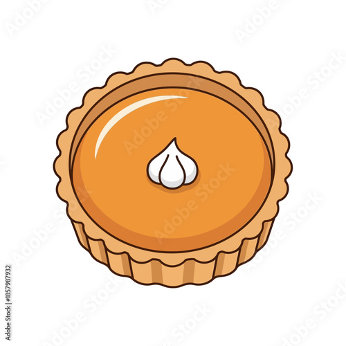Vector icons Delicious Pumpkin Pie with Whipped Cream Topping. EPS Editable