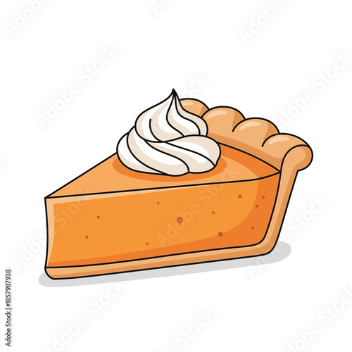 Vector icons Delicious Slice of Pumpkin Pie with Whipped Cream. EPS Editable