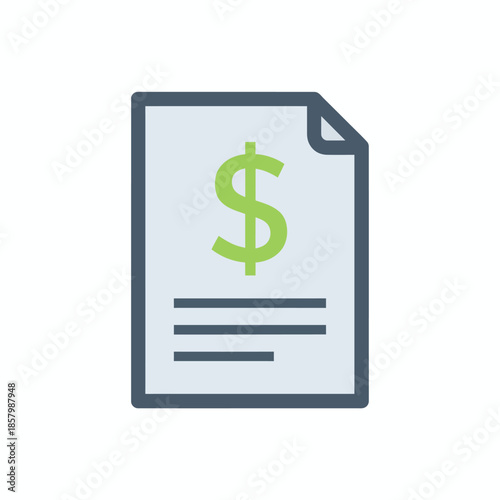Vector icons Document with Dollar Sign Symbol Representing Finance. EPS Editable