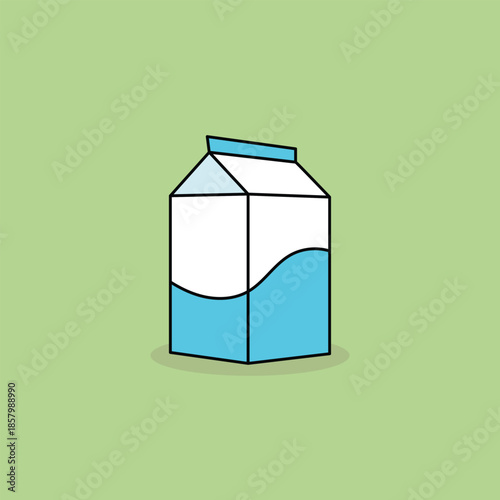 Simple hand drawn vector illustration of a white milk carton box isolated on a soft green background
