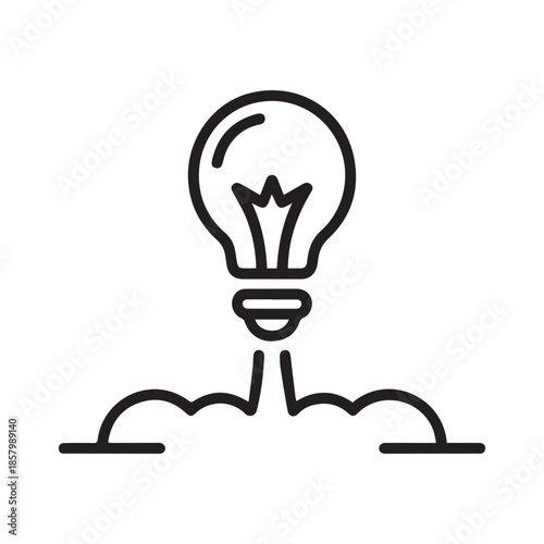 Creative Idea Light Bulb Line Icon Vector Illustration for Innovation and Startup Concept