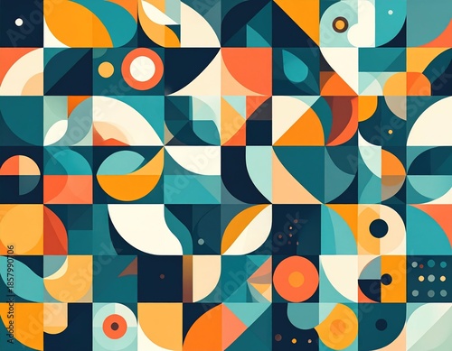 Geometric pattern in retro colors vibrant abstract design background
