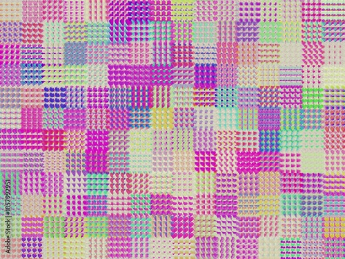 A colorful patchwork quilt with a variety of colors and patterns