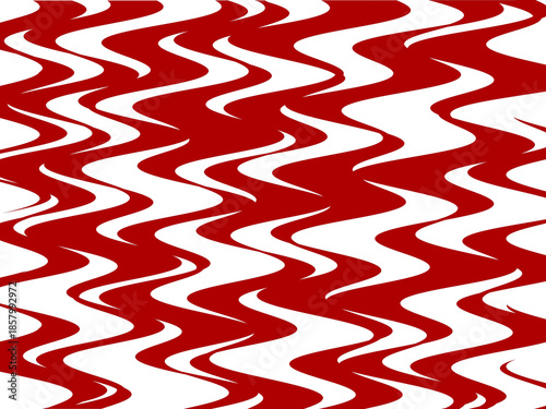 A red and white striped pattern with red waves