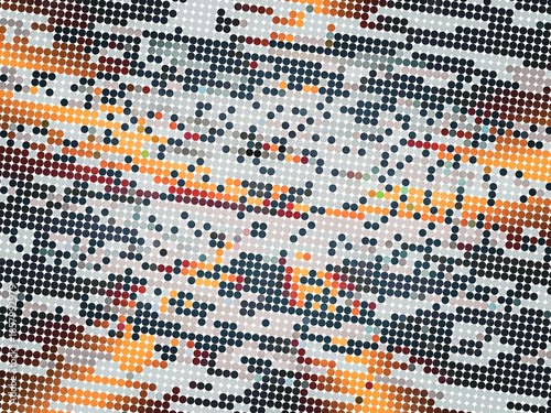 A pattern of dots in various colors and sizes
