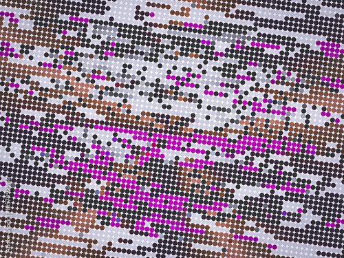 A pattern of dots in a variety of colors, including pink and brown