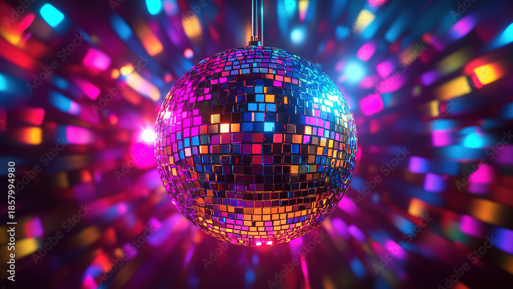 Obraz premium disco party lights, colorful circle, glow