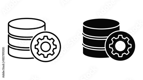 Database management system icon with gear symbol