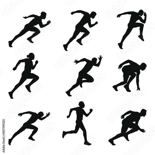 Runner Silhouettes collection set on white background