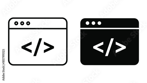 Coding browser window icon set