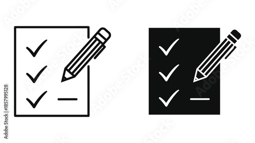 Checklist with pencil icon in two different color