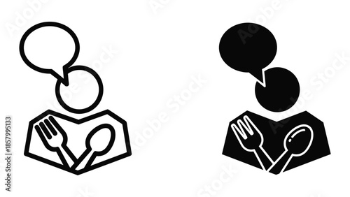 Simple iconic representation of dining and conversation