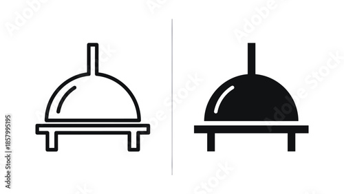 Simple line art illustration of serving dish covers