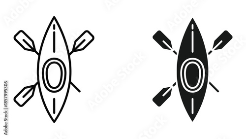 Top view of canoe with paddles