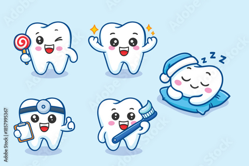 Cute Tooth Illustrations - Dental Hygiene & Care