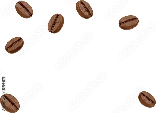 Realistic vector illustration of dark roasted coffee beans scattered randomly, perfect for café background, menu design, and gourmet beverage concepts.