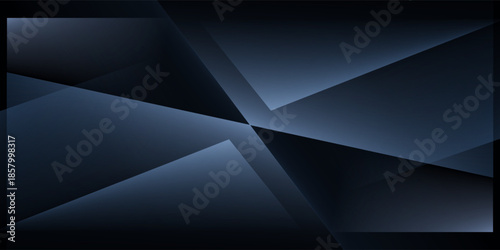 Modern black dark blue white abstract background. Minimal. Color gradient. Web banner. Geometric shape. 3d effect. Lines stripes triangles. Design. Futuristic. Metal metallic effect. Luxury. Premium.