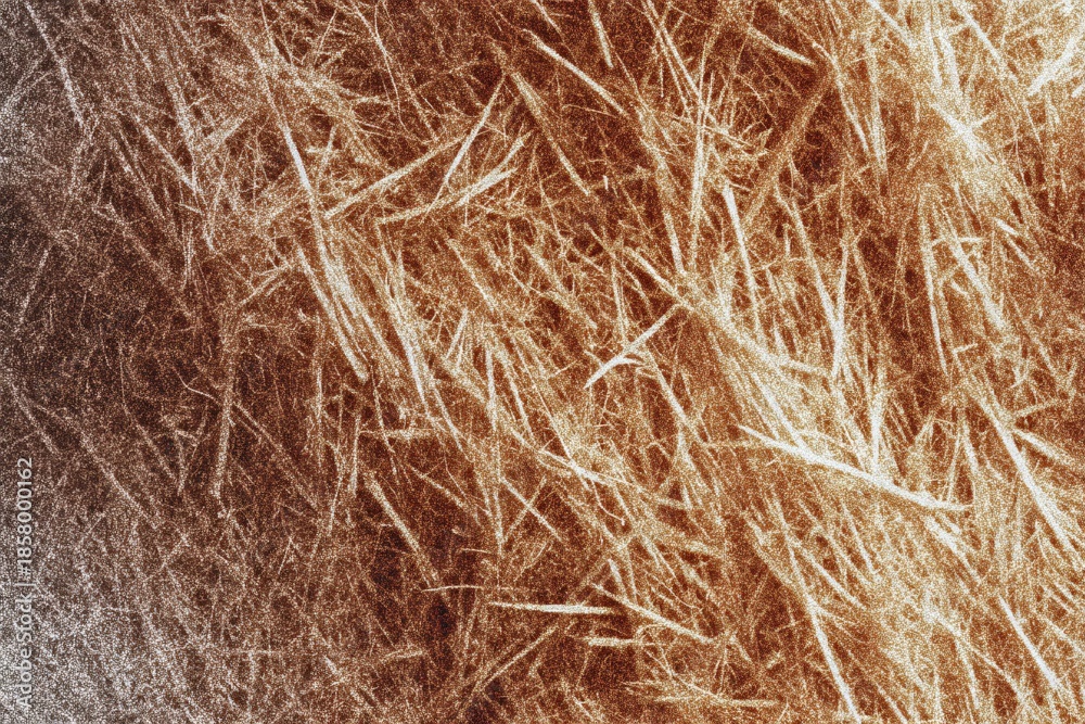 Fototapeta premium Close-up view of textured fibers in varying shades of brown and white, highlighting a mix of natural elements.