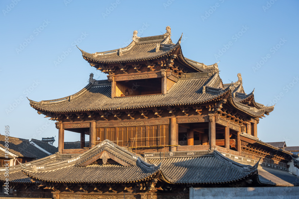 Fototapeta premium Chinese traditional pavilion in Yanguan Ancient City, Jiaxing, China