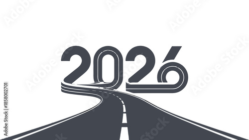 Road leading into the future with 2026 text.