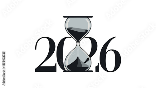 The concept of time passing with an hourglass graphic and the year 2026.