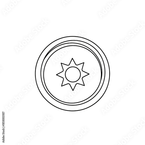 Close-up of Sun Icon in Circular Frame for Weather or Nature Concepts