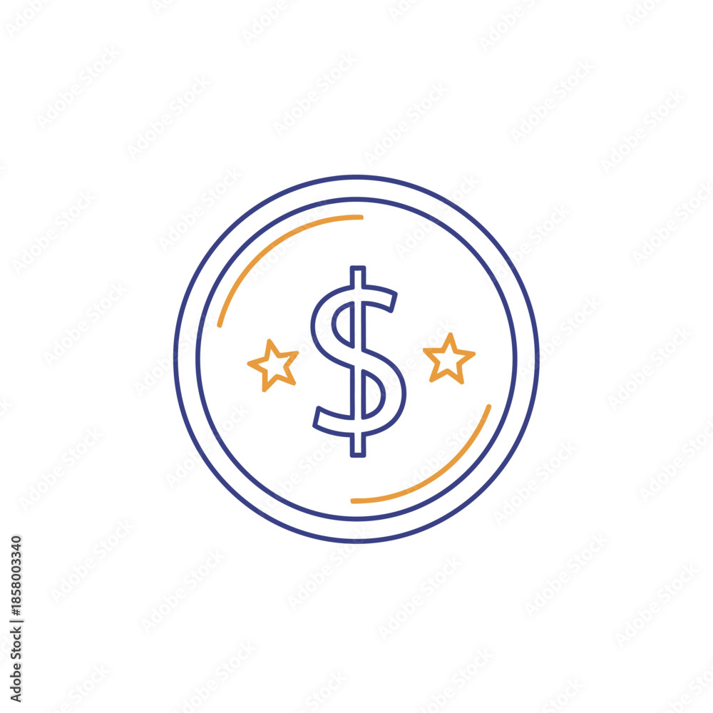 Obraz premium Financial Growth Concept Illustration Featuring Dollar Sign and Stars