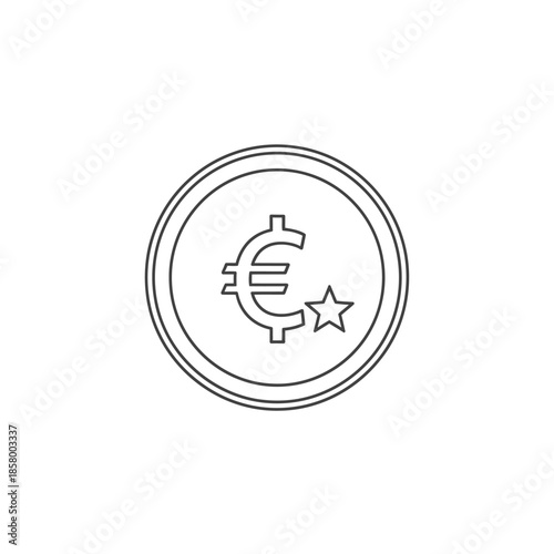 Euro Coin Icon Illustration for Financial and Economic Concepts