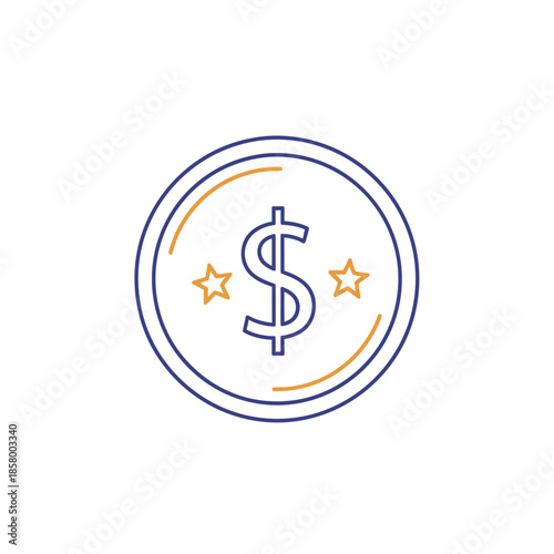 Financial Growth Concept Illustration Featuring Dollar Sign and Stars