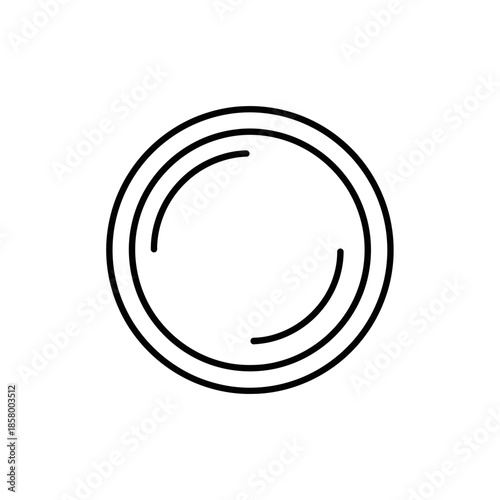 Minimalist Black and White Line Drawing of Circular Geometric Shape for Design Elements