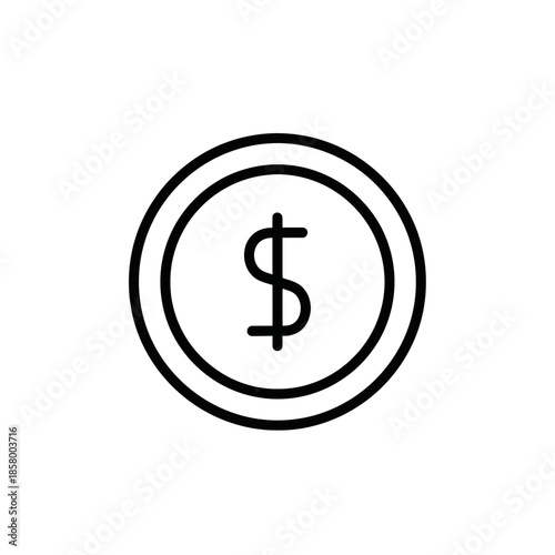 Minimalist Dollar Coin Icon for Financial and Economy Concepts