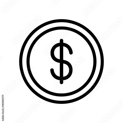 Minimalist Dollar Coin Icon for Financial and Business Concepts