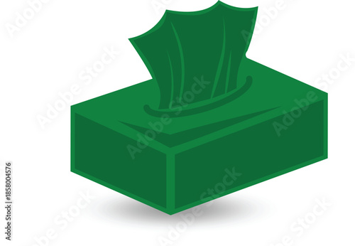 A simple green tissue box placed on a clean background. The image represents hygiene, cleanliness, daily essentials, healthcare, home use, and minimal lifestyle concepts. Ideal for themes related to h