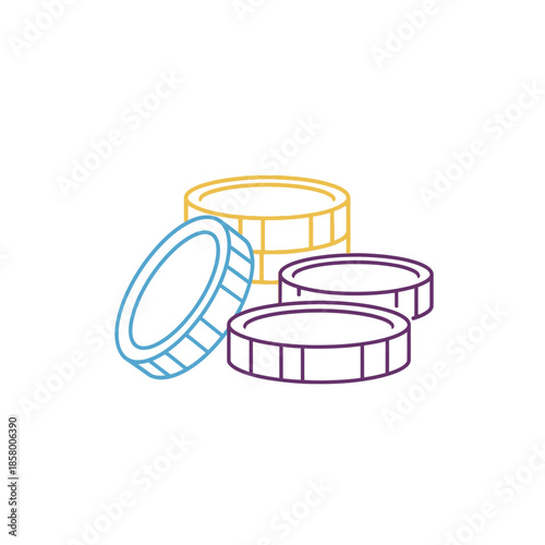 Colorful Coin Illustration for Financial and Investment Themes