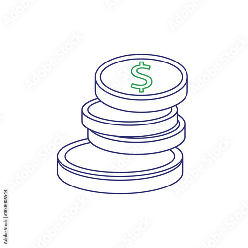 Financial Growth Concept with Stacked Coins and Dollar Sign Illustration