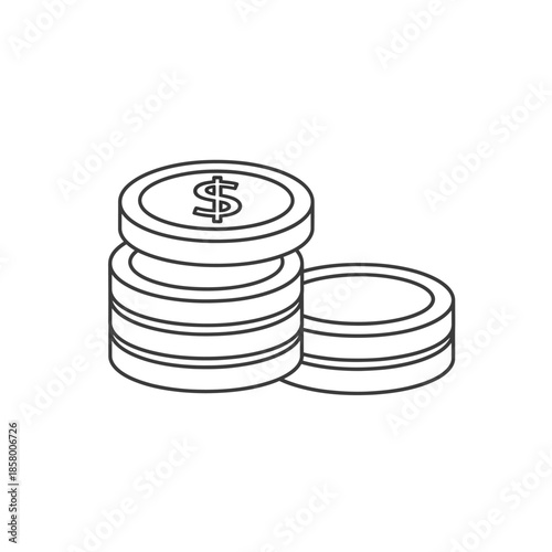 Illustration of Stack of Coins with Dollar Sign for Financial and Banking Concepts