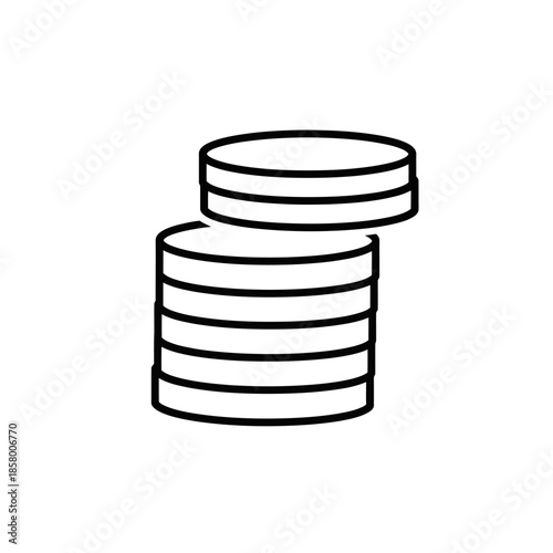 Minimalist Black and White Coin Stack Illustration for Financial and Economic Concepts