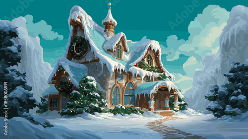 Santa Clause Houser, Vector Illustration