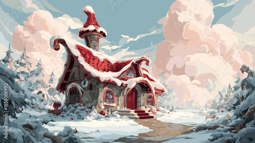 Santa Clause Houser, Vector Illustration