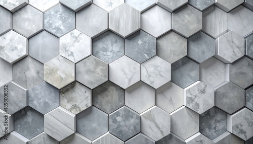 Abstract Hexagonal Marble Tile Pattern Background.