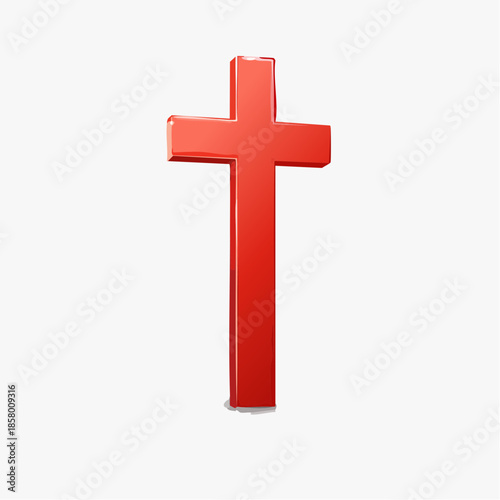 A red Christian cross symbol on a white background, standing upright.
