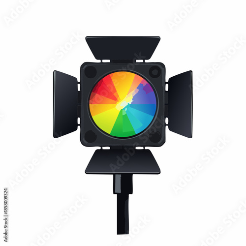 Razer Key Light Chroma with color wheel and barn doors, studio lighting.