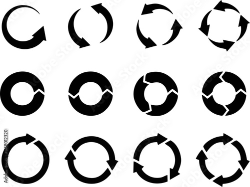 Circular Arrow Recycle Refresh and Loading Icon Set