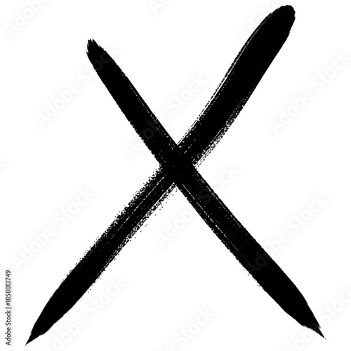 墨で描かれた黒いバツ印が示す強い否定と決断