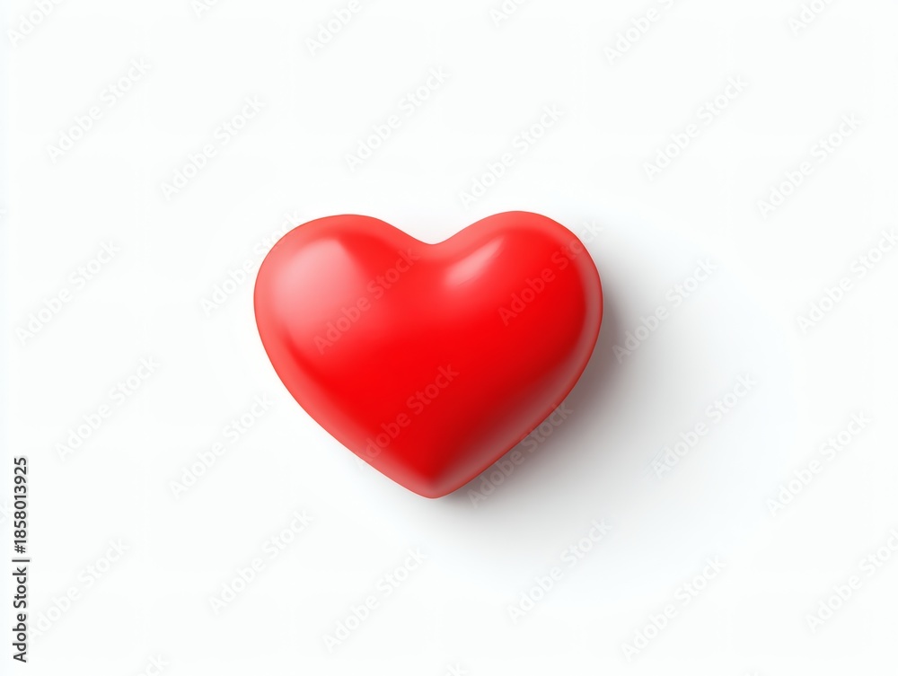 Fototapeta premium Red Heart Symbol Isolated on Pure White Background, Clean Edges, No Shadows, Sharp Focus, Minimalist Composition, Photorealistic Style
