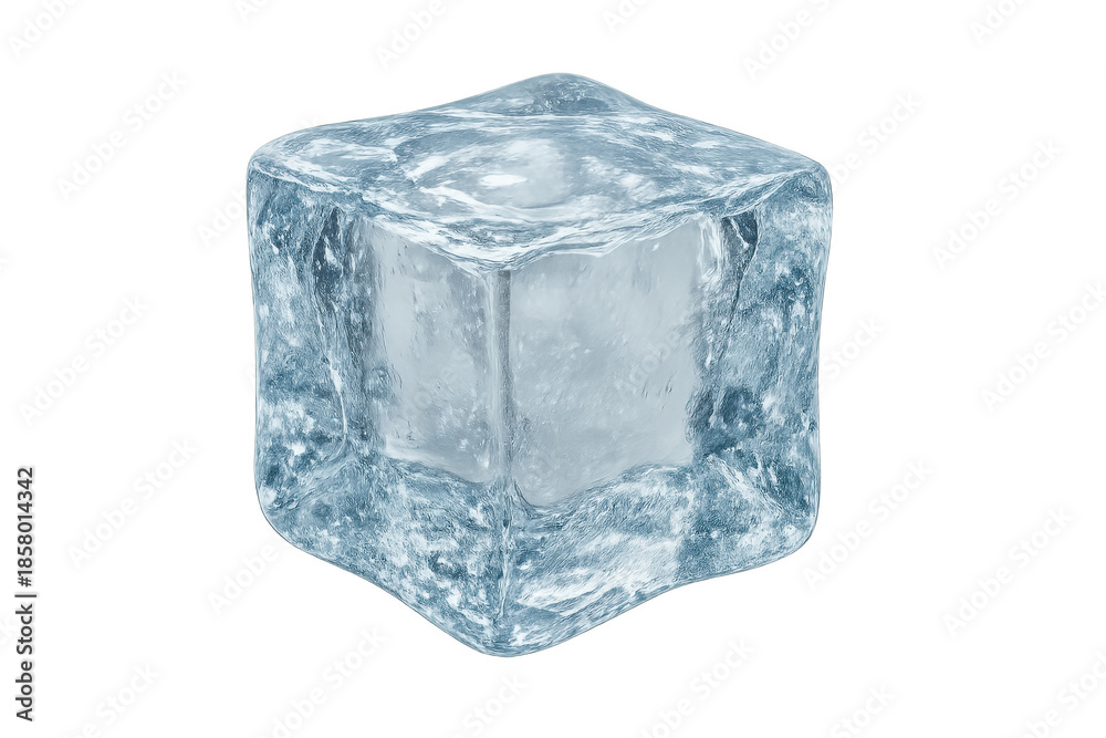Obraz premium Frozen ice cube melting creating refreshing cold water