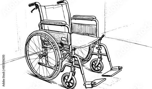 Sketch Wheelchair / handicapped illustration isolated
