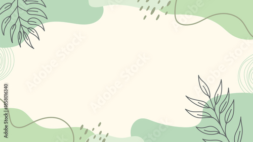 frame with grass and flowers, Tropical leaves background vector. Botanical foliage banner design hand drawn colorful for wrappers, wallpapers, postcards, greeting cards, wedding invitations, romantic 