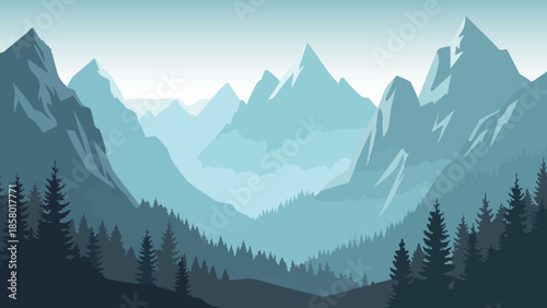 Serene mountain range at dusk